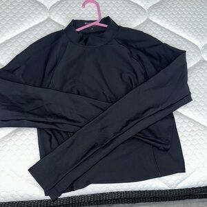 Athleta high Neck Line Black Long Sleeve workout Top